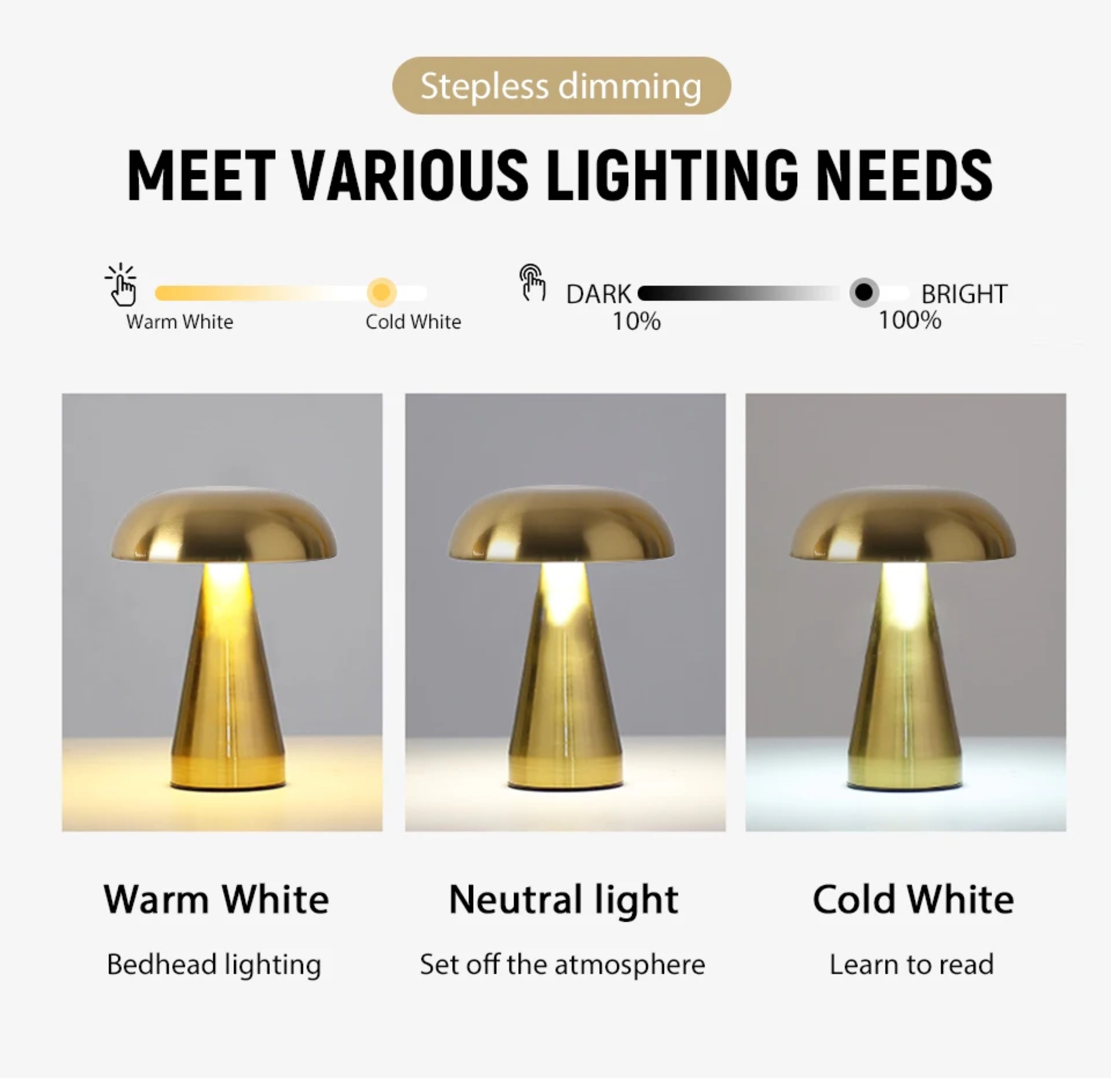 Lampe de Table Champignon Métallique – Éclairage LED Élégant et Moderne Ma boutique