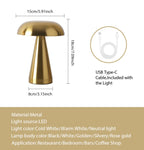 Lampe de Table Champignon Métallique – Éclairage LED Élégant et Moderne Ma boutique