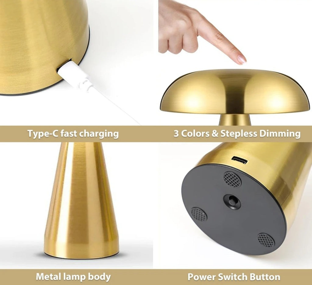 Lampe de Table Champignon Métallique – Éclairage LED Élégant et Moderne Ma boutique