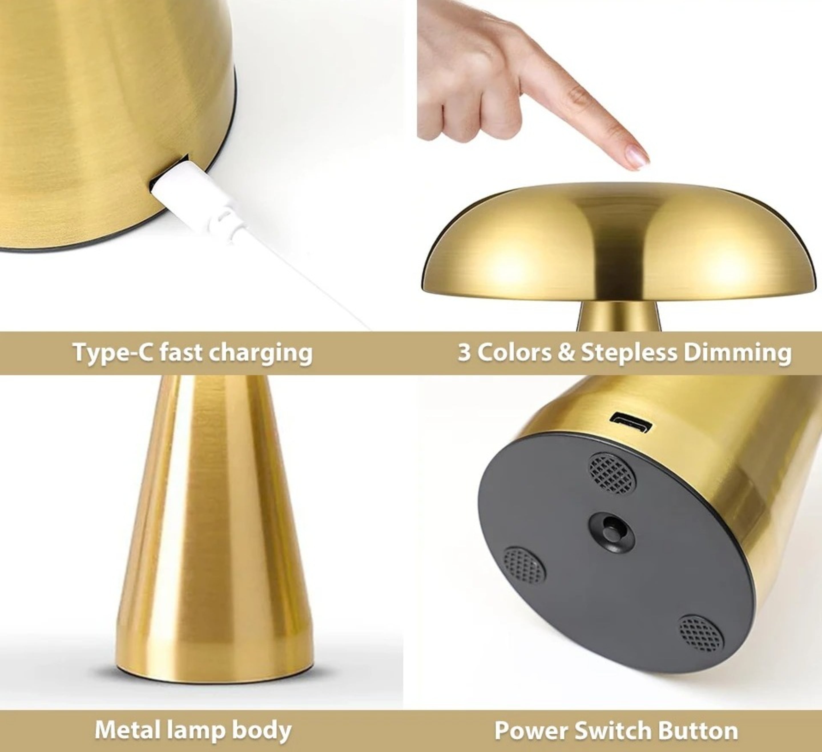 Lampe de Table Champignon Métallique – Éclairage LED Élégant et Moderne Ma boutique