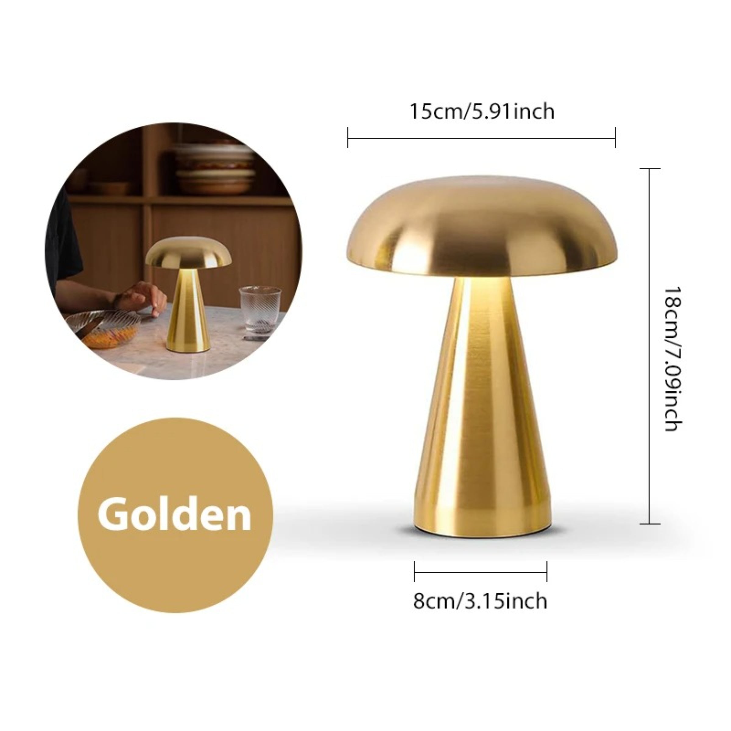 Lampe de Table Champignon Métallique – Éclairage LED Élégant et Moderne Ma boutique