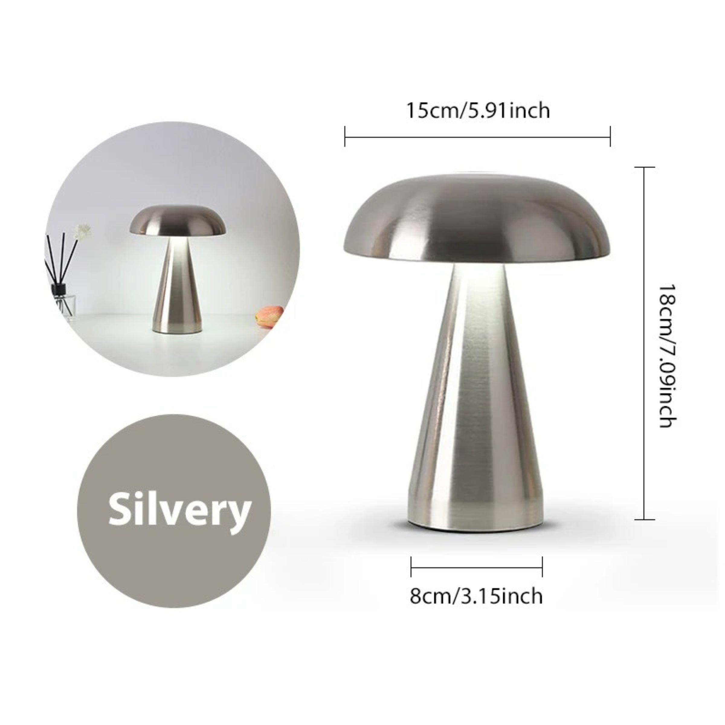 Lampe de Table Champignon Métallique – Éclairage LED Élégant et Moderne Ma boutique