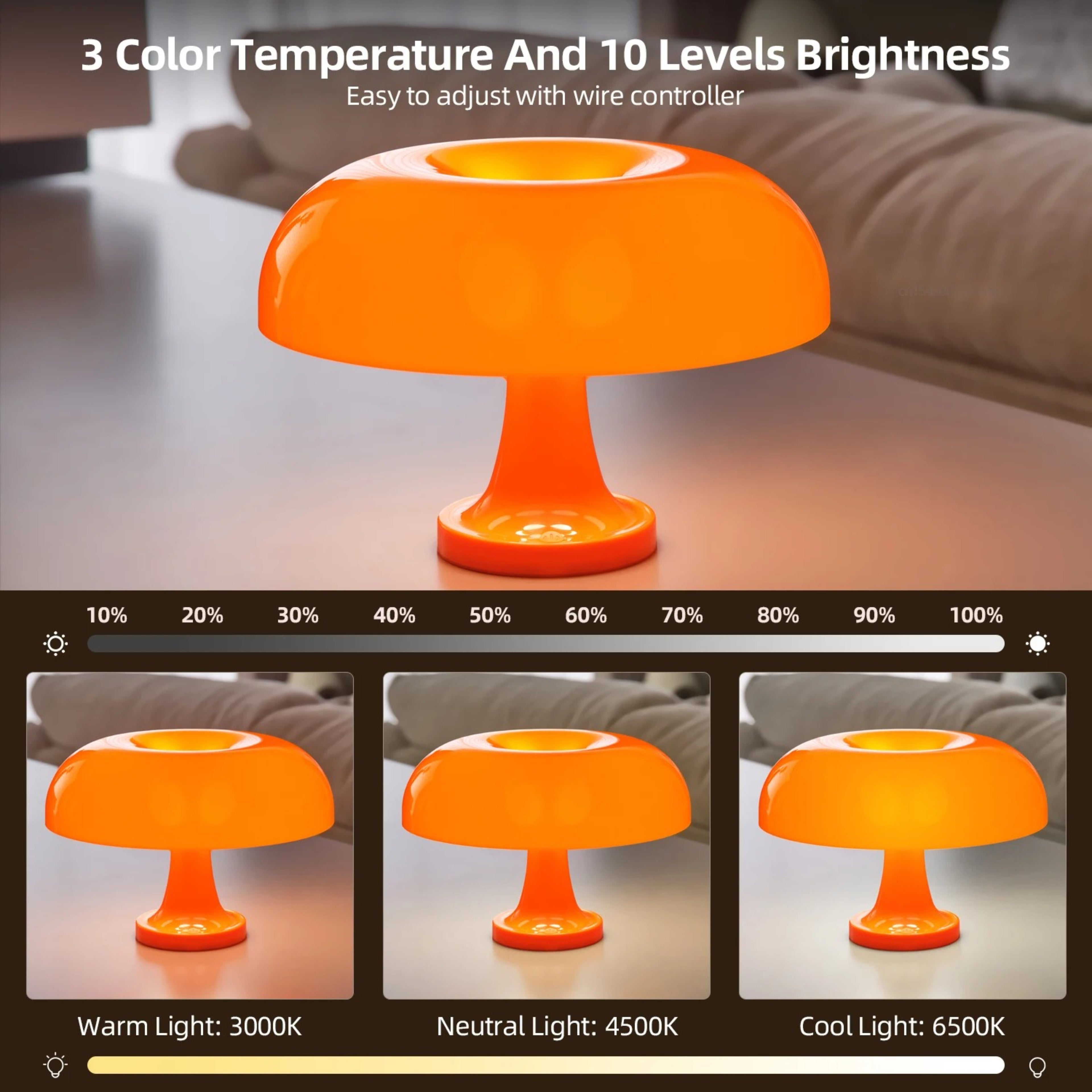 Lampe de table champignon à éclat rétro – Éclairage d'accent moderne et minimaliste Ma boutique