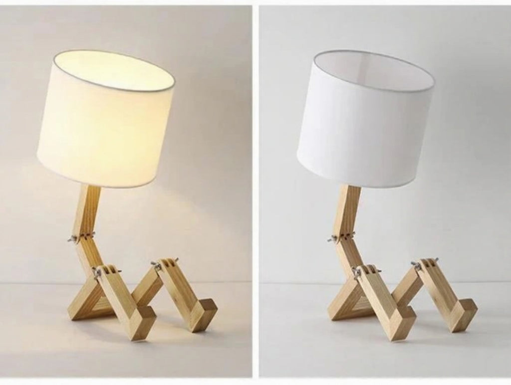 Lampe de table en bois – Lampe de table créative avec pieds réglables et lumière chaude Ma boutique