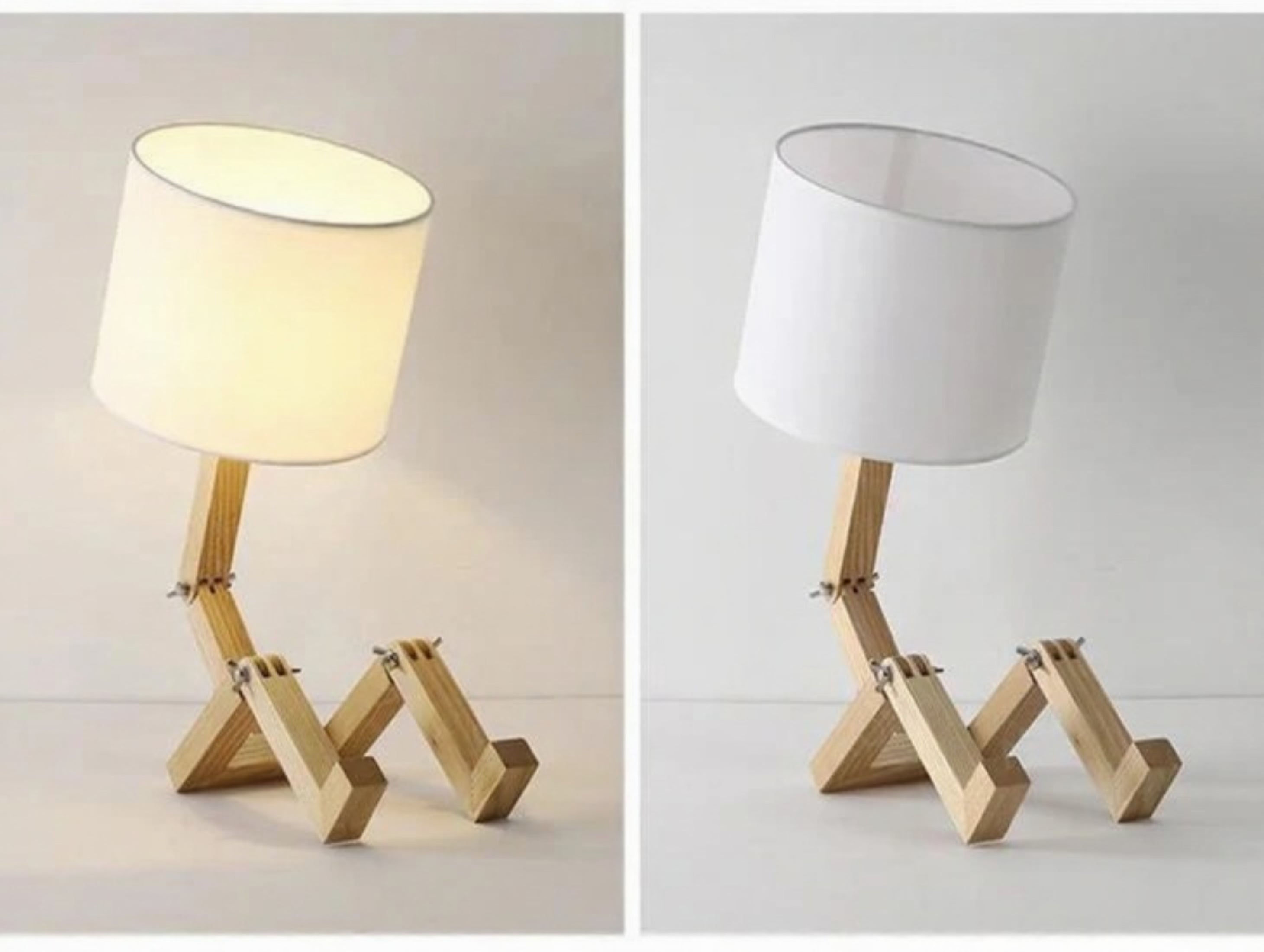 Lampe de table en bois – Lampe de table créative avec pieds réglables et lumière chaude Ma boutique