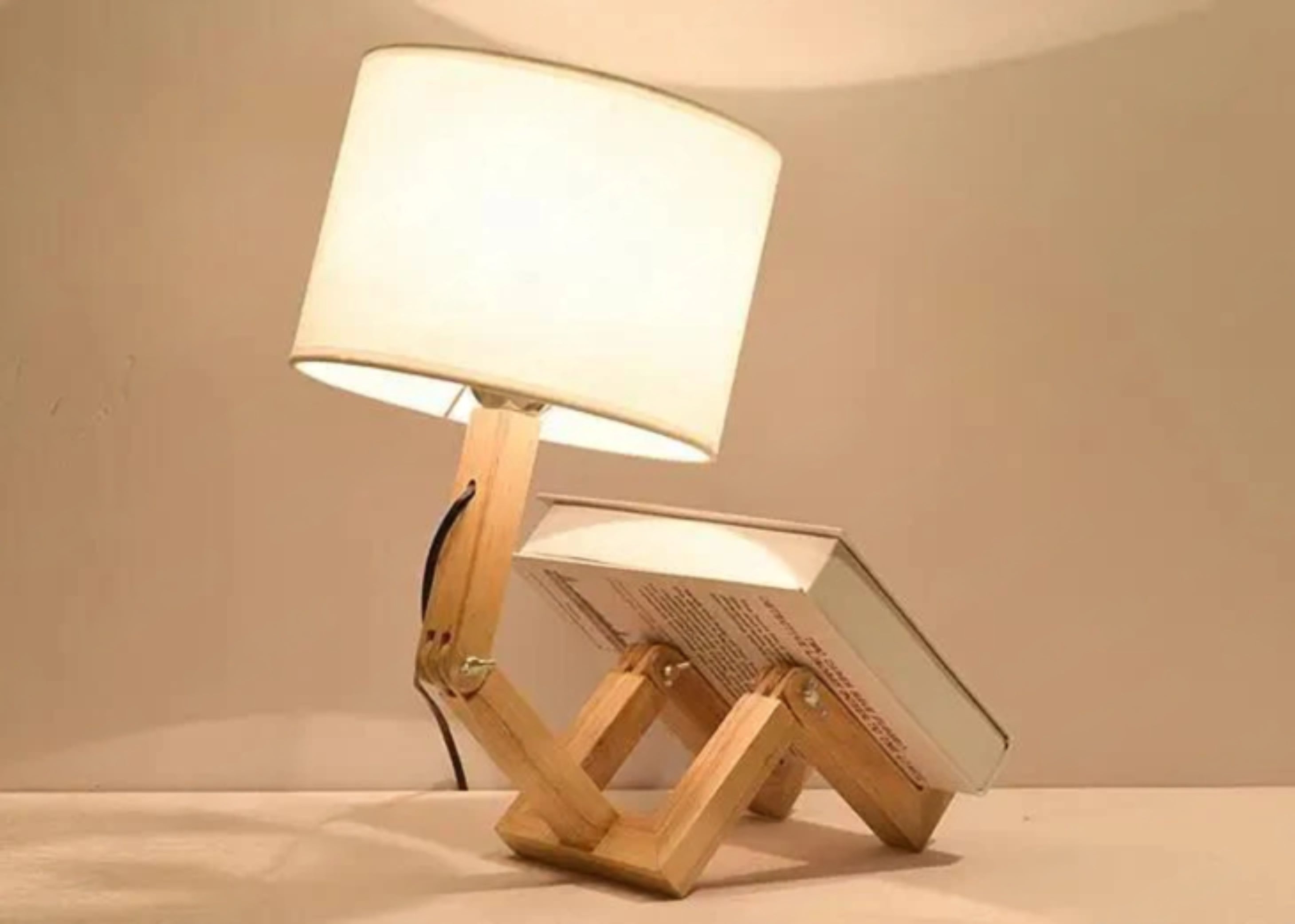 Lampe de table en bois – Lampe de table créative avec pieds réglables et lumière chaude Ma boutique