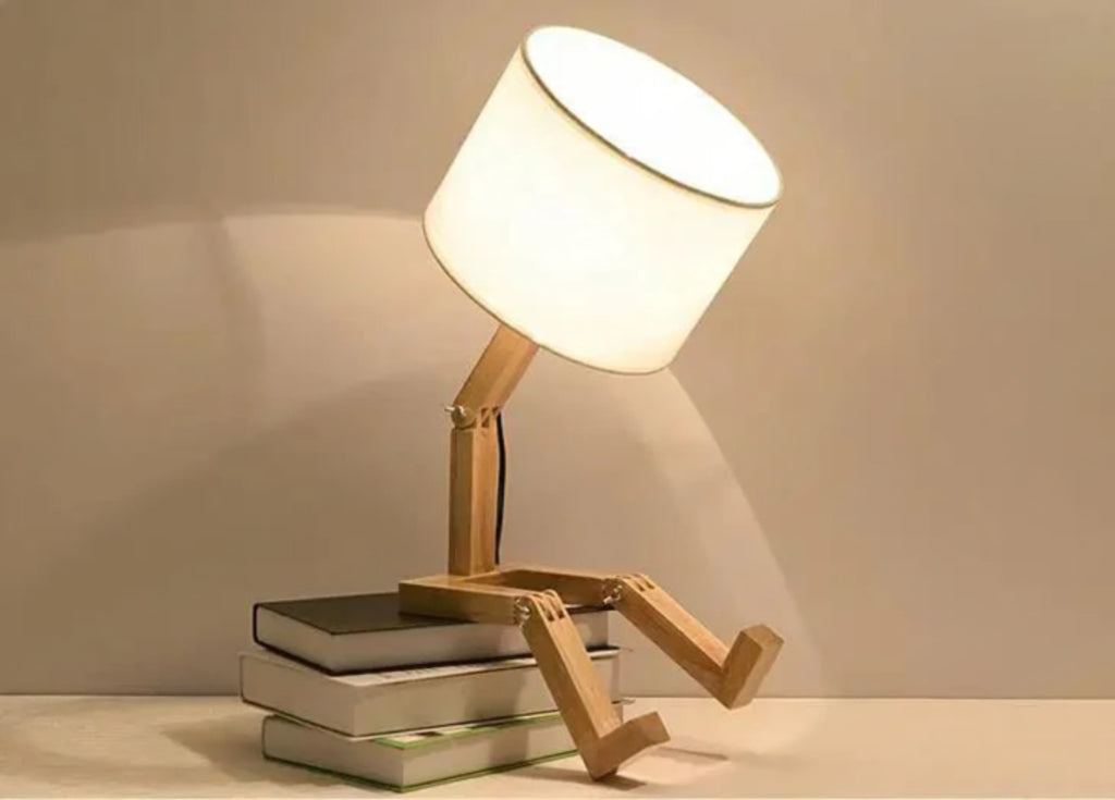 Lampe de table en bois – Lampe de table créative avec pieds réglables et lumière chaude Ma boutique