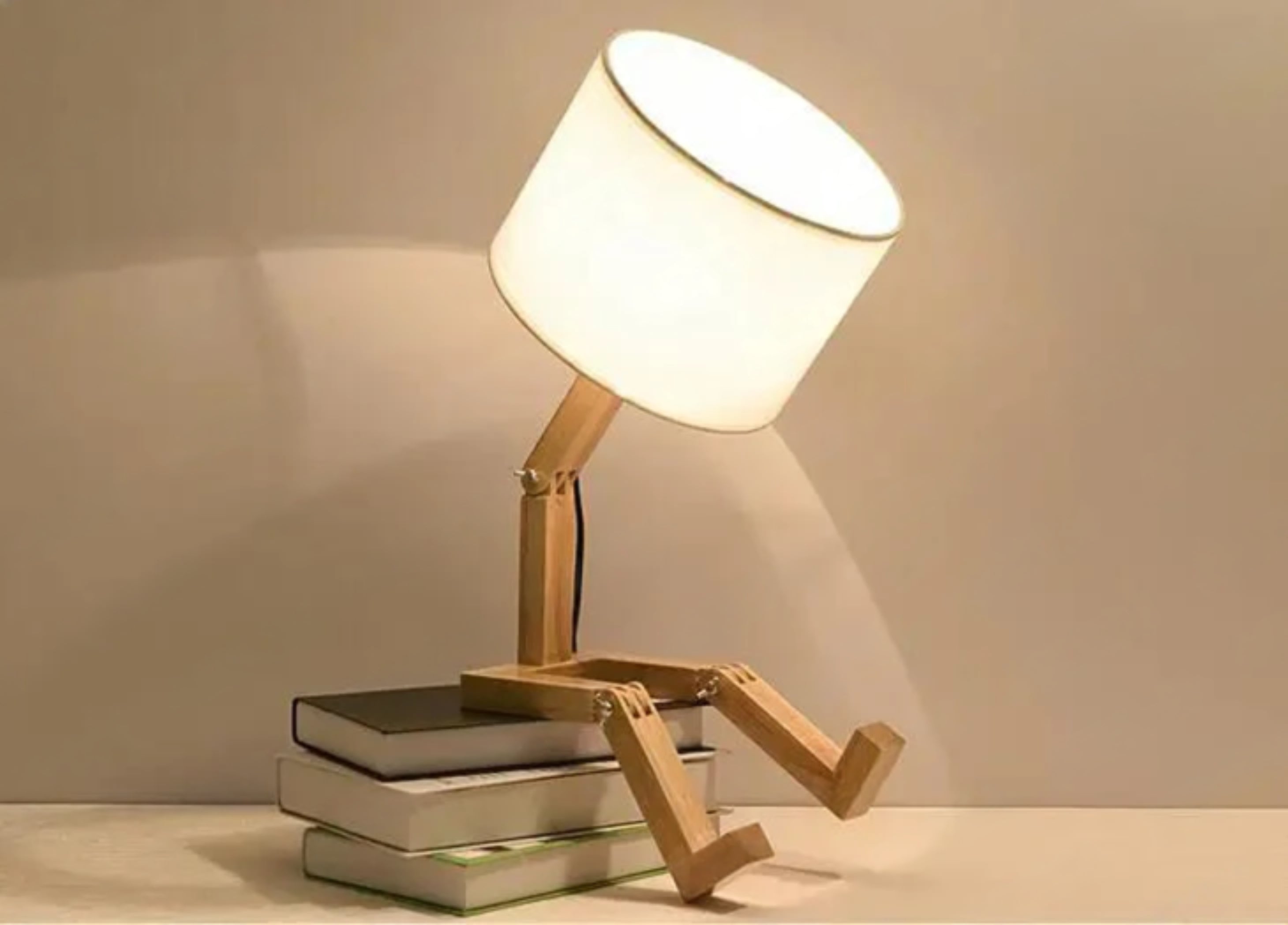 Lampe de table en bois – Lampe de table créative avec pieds réglables et lumière chaude Ma boutique