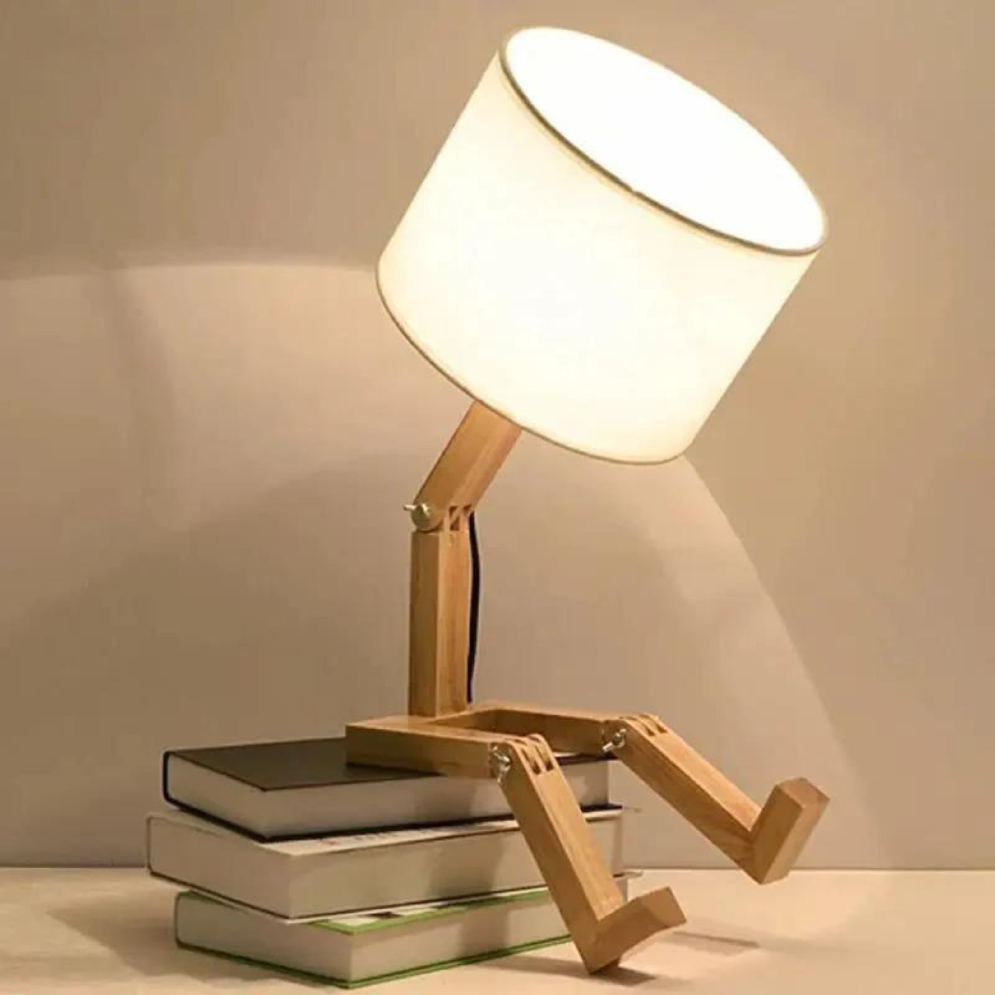 Lampe de table en bois – Lampe de table créative avec pieds réglables et lumière chaude Ma boutique