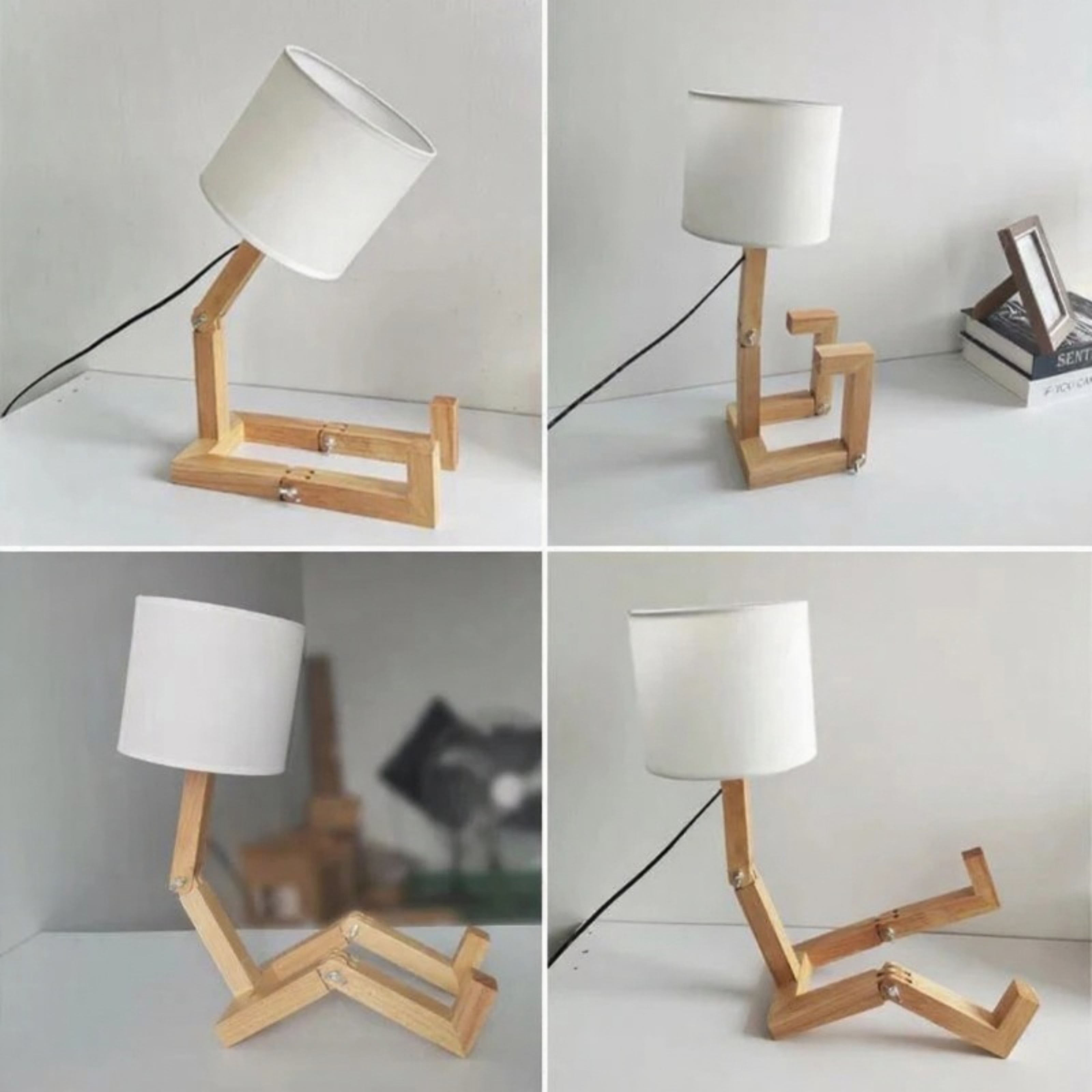 Lampe de table en bois – Lampe de table créative avec pieds réglables et lumière chaude Ma boutique