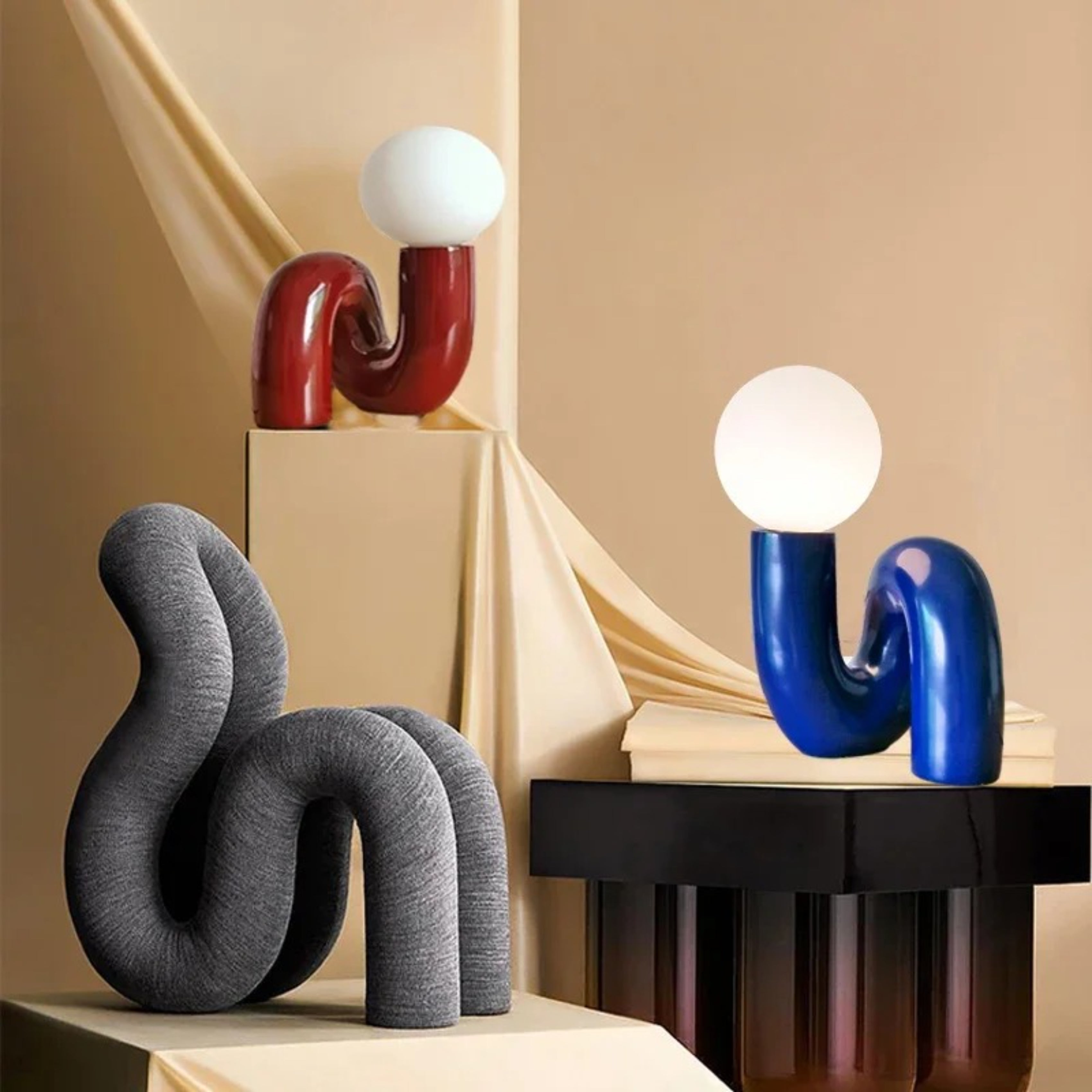 Lampe de table sculpturale moderne CurveGlow Ma boutique