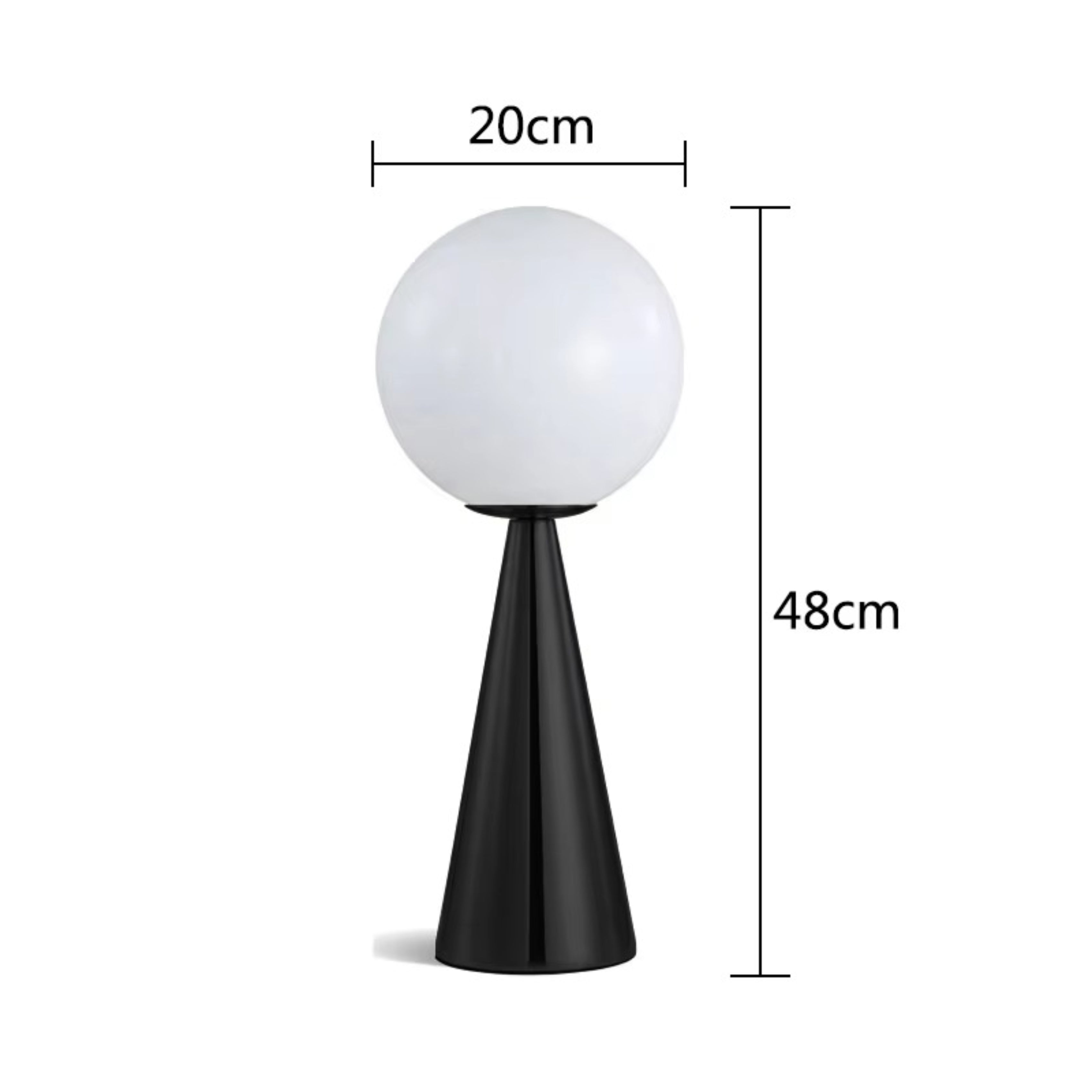 Lampe de table moderne en forme de cône argenté avec globe en verre dépoli Ma boutique