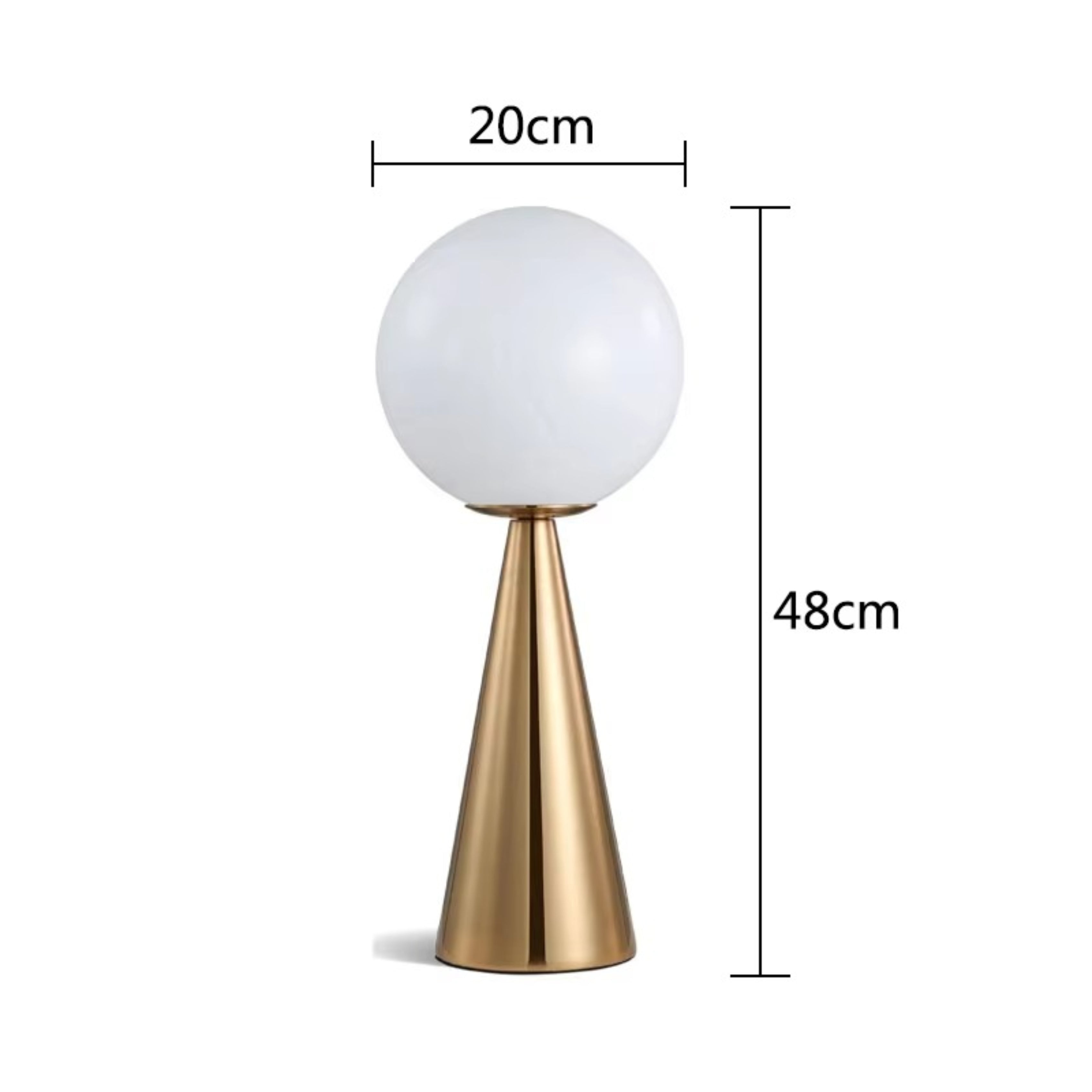 Lampe de table moderne en forme de cône argenté avec globe en verre dépoli Ma boutique
