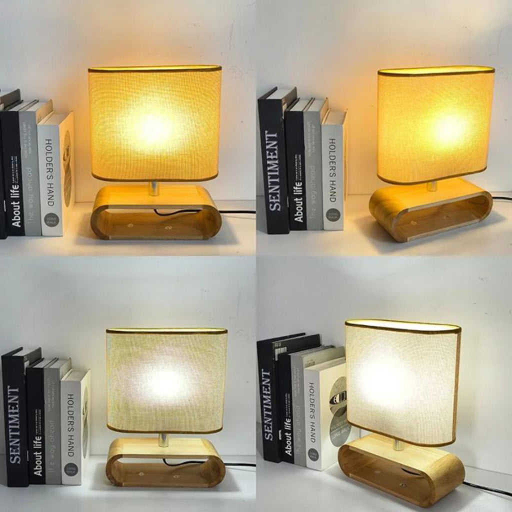 Scandinavian Glow – Lampe de table moderne en bois avec abat-jour en lin Ma boutique