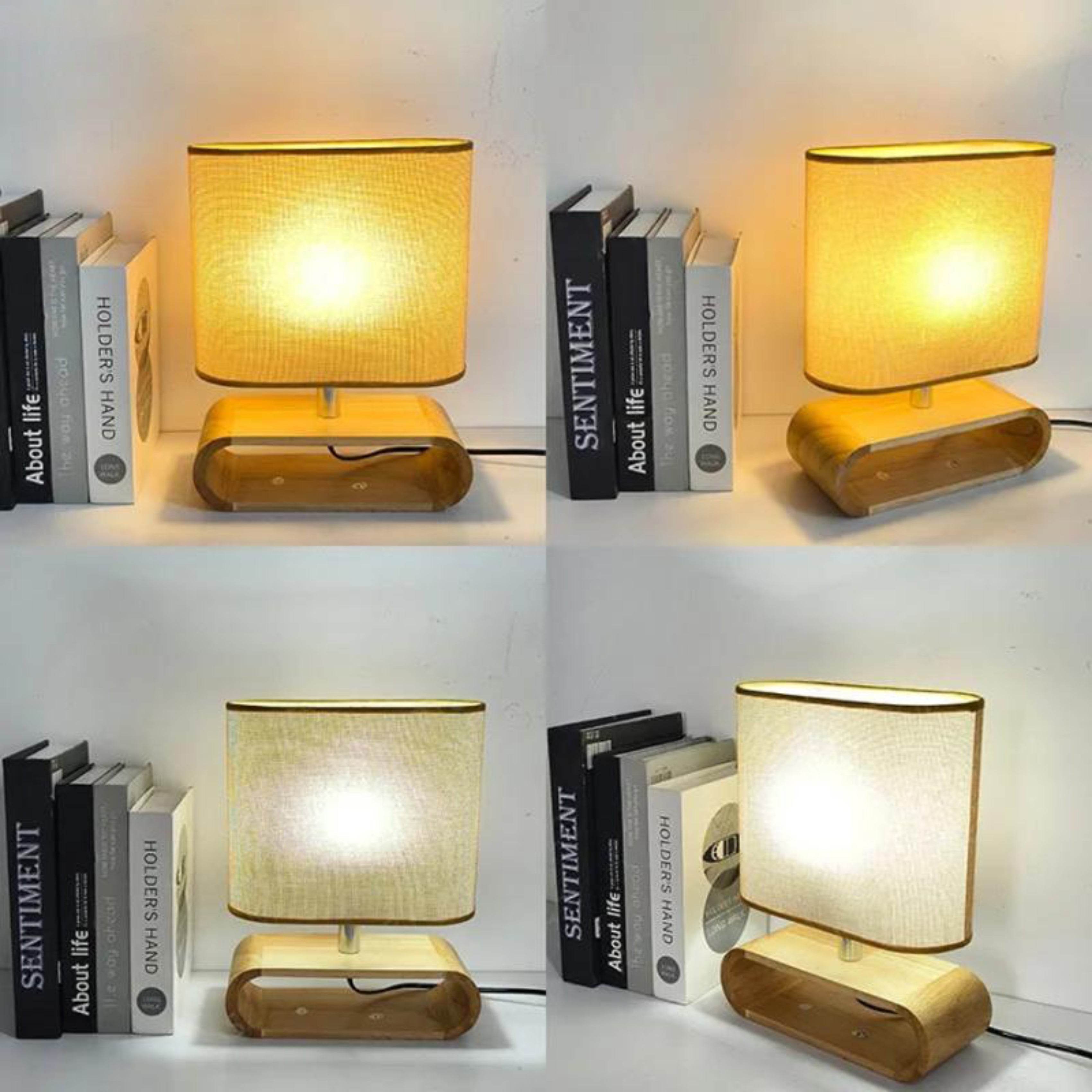 Scandinavian Glow – Lampe de table moderne en bois avec abat-jour en lin Ma boutique